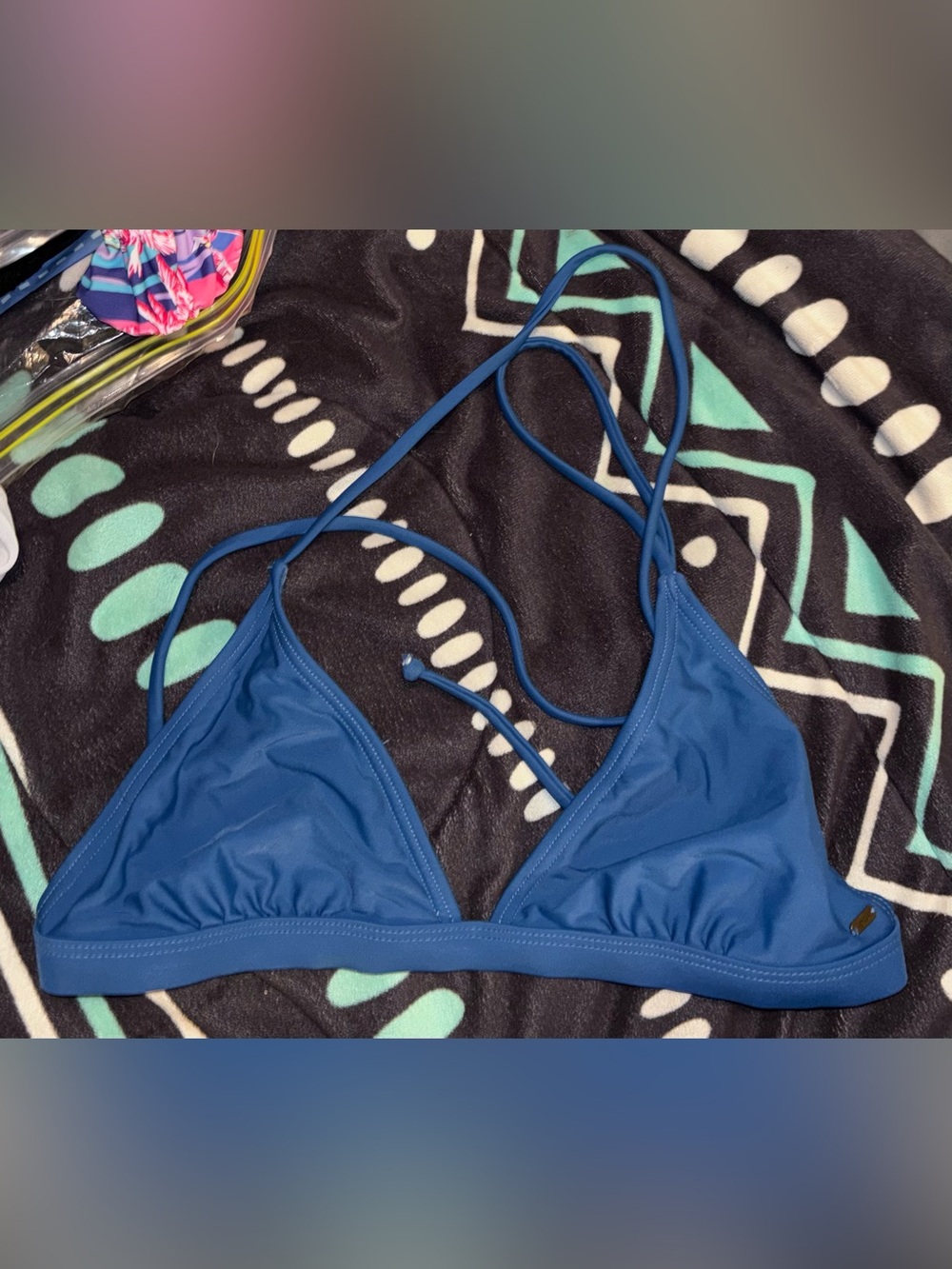 Blue Triangle Bikini Top